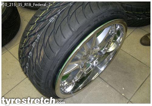 An example of tyre stretch: 215/35 R18 on 10.0J – FEDERAL