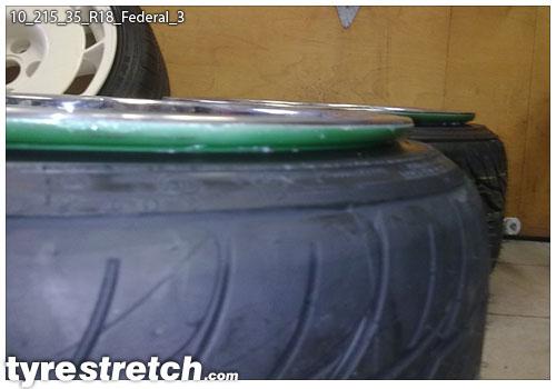 An example of tyre stretch: 215/35 R18 on 10.0J – FEDERAL