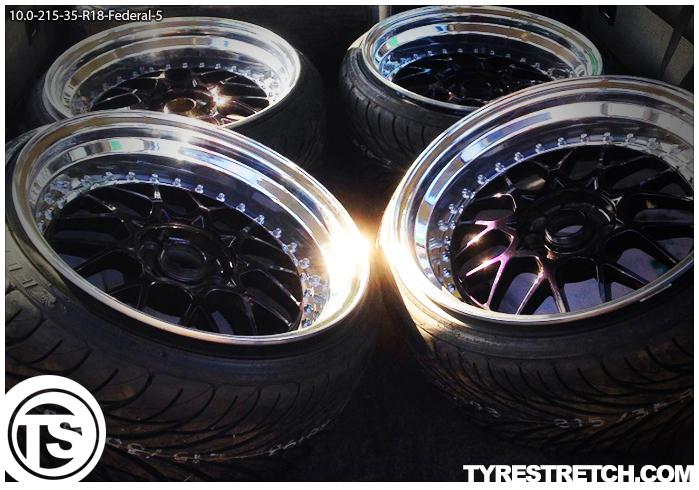 An example of tyre stretch: 215/35 R18 on 10.0J – FEDERAL