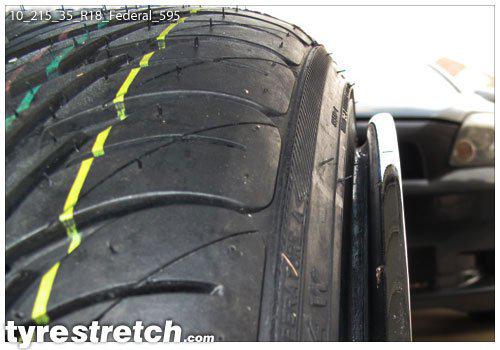 An example of tyre stretch: 215/35 R18 on 10.0J – FEDERAL
