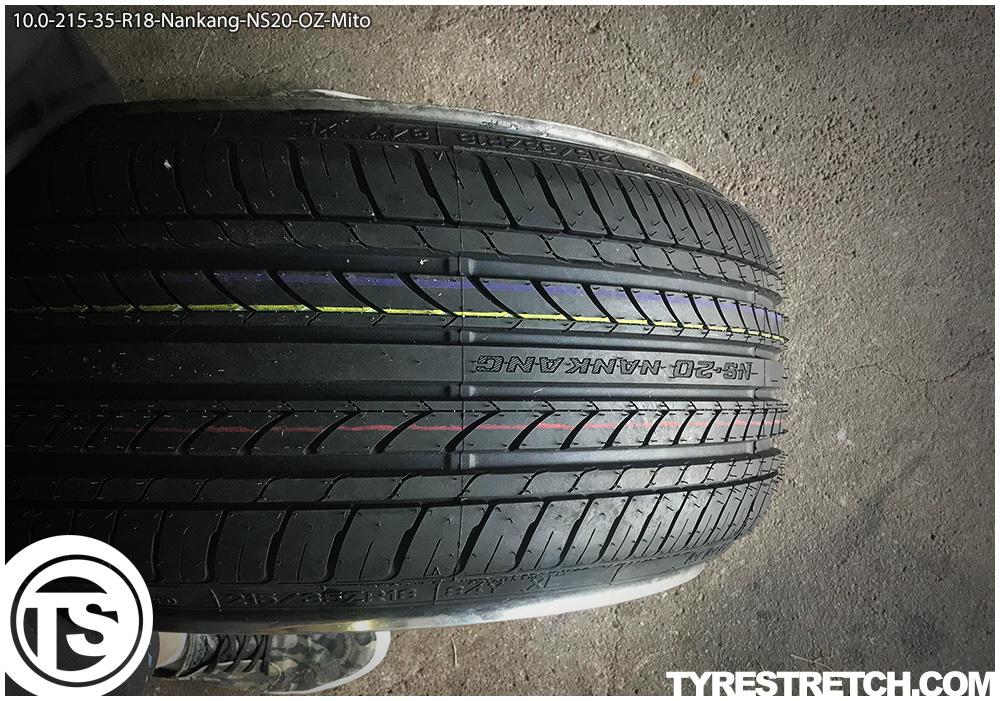 An example of tyre stretch: 215/35 R18 on 10.0J – NANKANG (OZ)