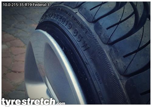 An example of tyre stretch: 215/35 R19 on 10.0J – FEDERAL