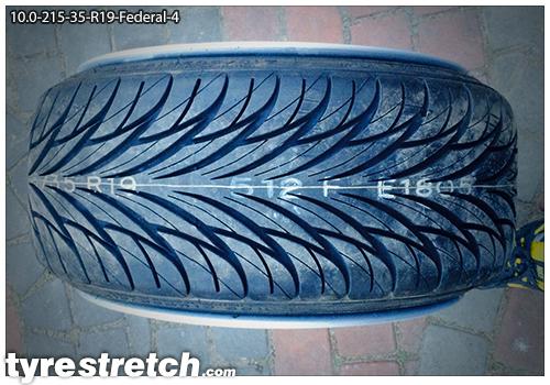 An example of tyre stretch: 215/35 R19 on 10.0J – FEDERAL