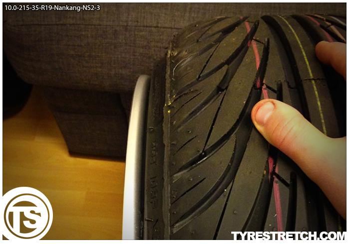 An example of tyre stretch: 215/35 R19 on 10.0J – NANKANG