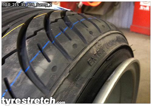 An example of tyre stretch: 215/35 R19 on 10.0J – SUNNY