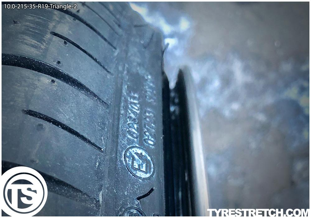 An example of tyre stretch: 215/35 R19 on 10.0J – TRIANGLE