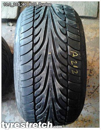 An example of tyre stretch: 215/40 R15 on 10.0J – DUNLOP