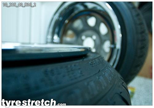 An example of tyre stretch: 215/40 R16 on 10.0J