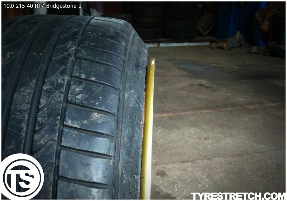 An example of tyre stretch: 215/40 R17 on 10.0J – BRIDGESTONE