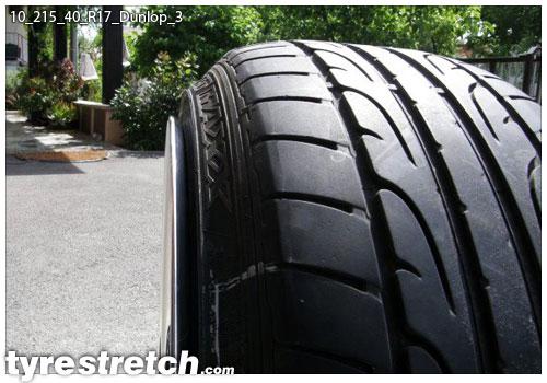 An example of tyre stretch: 215/40 R17 on 10.0J – DUNLOP