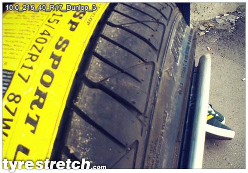 An example of tyre stretch: 215/40 R17 on 10.0J – DUNLOP