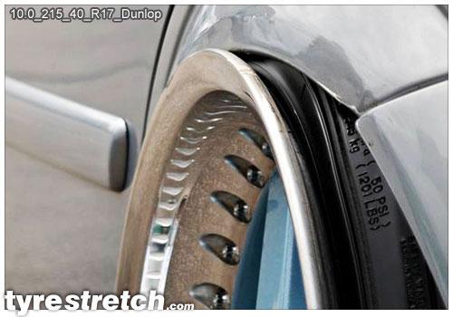 An example of tyre stretch: 215/40 R17 on 10.0J – DUNLOP