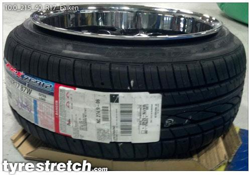 An example of tyre stretch: 215/40 R17 on 10.0J – FALKEN