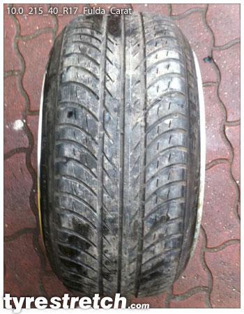 An example of tyre stretch: 215/40 R17 on 10.0J – FULDA