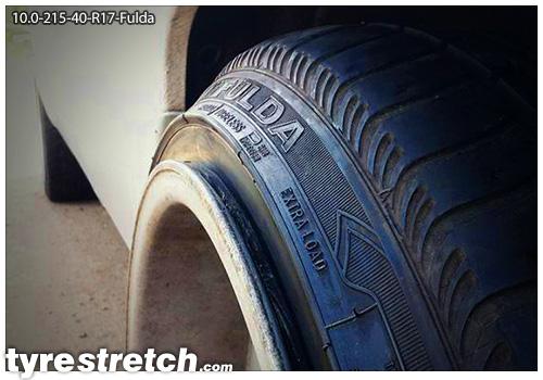 An example of tyre stretch: 215/40 R17 on 10.0J – FULDA
