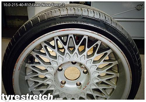 An example of tyre stretch: 215/40 R17 on 10.0J – LEAO