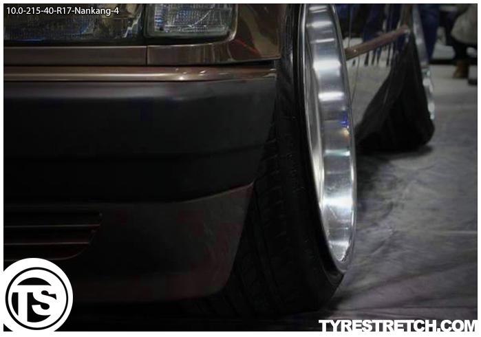 An example of tyre stretch: 215/40 R17 on 10.0J – NANKANG