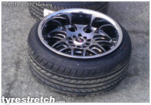 An example of tyre stretch: 215/40 R17 on 10.0J – NANKANG