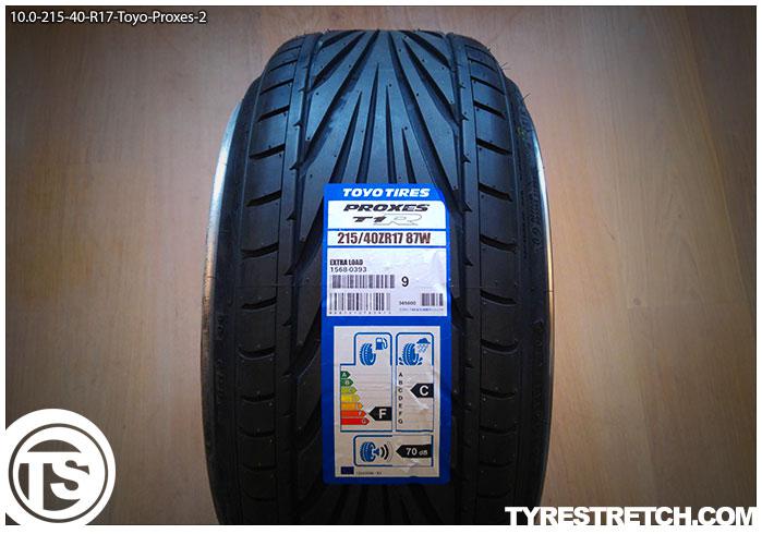 An example of tyre stretch: 215/40 R17 on 10.0J – TOYO