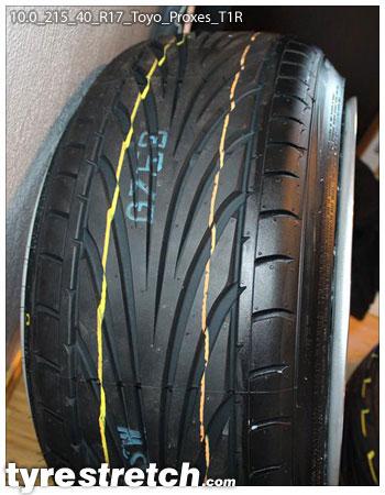 An example of tyre stretch: 215/40 R17 on 10.0J – TOYO