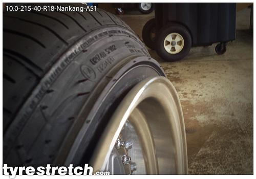 An example of tyre stretch: 215/40 R18 on 10.0J – NANKANG