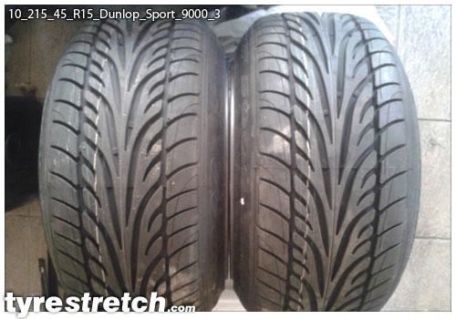 An example of tyre stretch: 215/45 R15 on 10.0J – DUNLOP