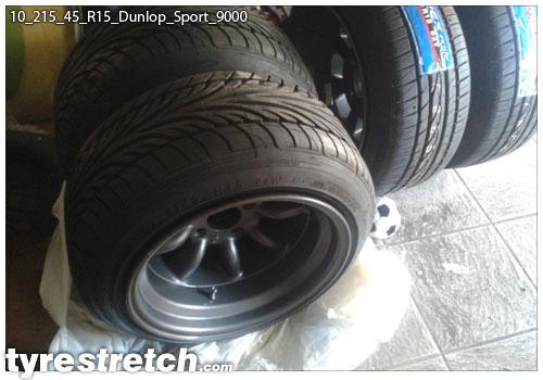 An example of tyre stretch: 215/45 R15 on 10.0J – DUNLOP