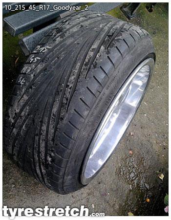 An example of tyre stretch: 215/45 R17 on 10.0J – GOODYEAR