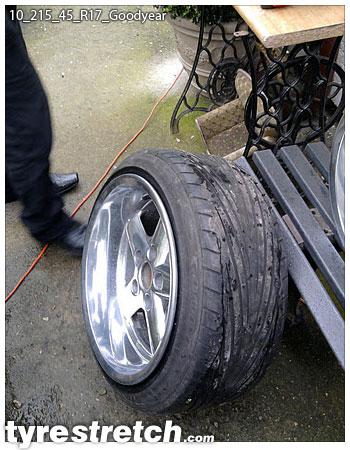 An example of tyre stretch: 215/45 R17 on 10.0J – GOODYEAR