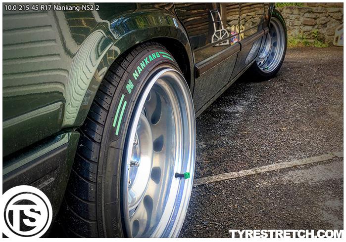 An example of tyre stretch: 215/45 R17 on 10.0J – NANKANG (STEELS)