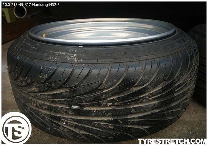 An example of tyre stretch: 215/45 R17 on 10.0J – NANKANG (STEELS)