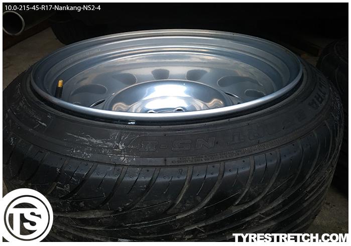 An example of tyre stretch: 215/45 R17 on 10.0J – NANKANG (STEELS)