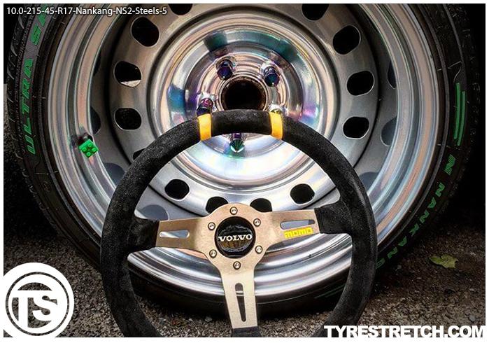 An example of tyre stretch: 215/45 R17 on 10.0J – NANKANG (STEELS)