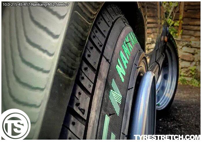 An example of tyre stretch: 215/45 R17 on 10.0J – NANKANG (STEELS)