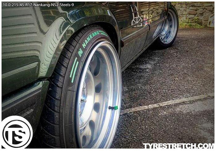 An example of tyre stretch: 215/45 R17 on 10.0J – NANKANG (STEELS)