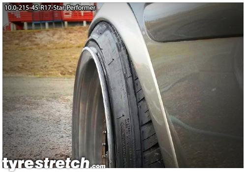 An example of tyre stretch: 215/45 R17 on 10.0J – STAR PERFORMER