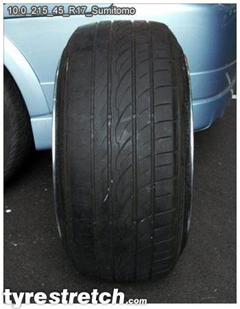 An example of tyre stretch: 215/45 R17 on 10.0J – SUMITOMO