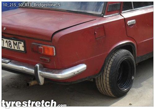 An example of tyre stretch: 215/50 R13 on 10.0J – BRIDGESTONE