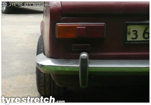 An example of tyre stretch: 215/50 R13 on 10.0J – BRIDGESTONE