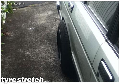 An example of tyre stretch: 215/50 R13 on 10.0J