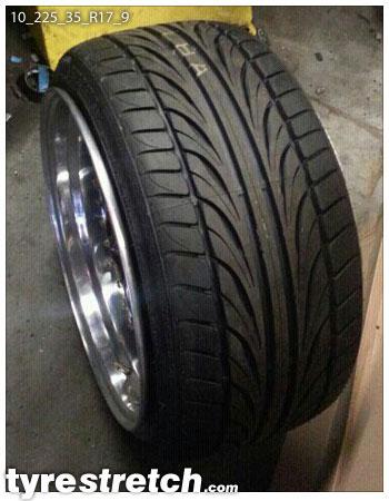 An example of tyre stretch: 225/35 R17 on 10.0J