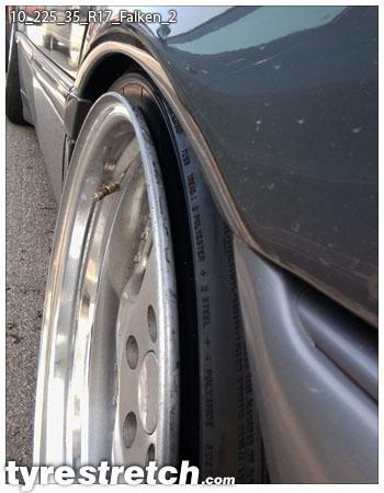 An example of tyre stretch: 225/35 R17 on 10.0J – FALKEN