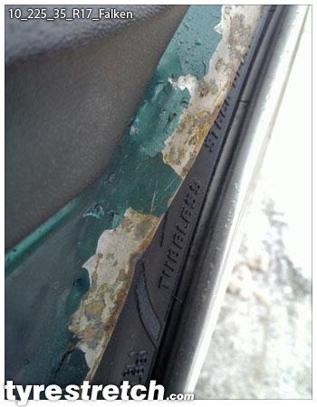 An example of tyre stretch: 225/35 R17 on 10.0J – FALKEN
