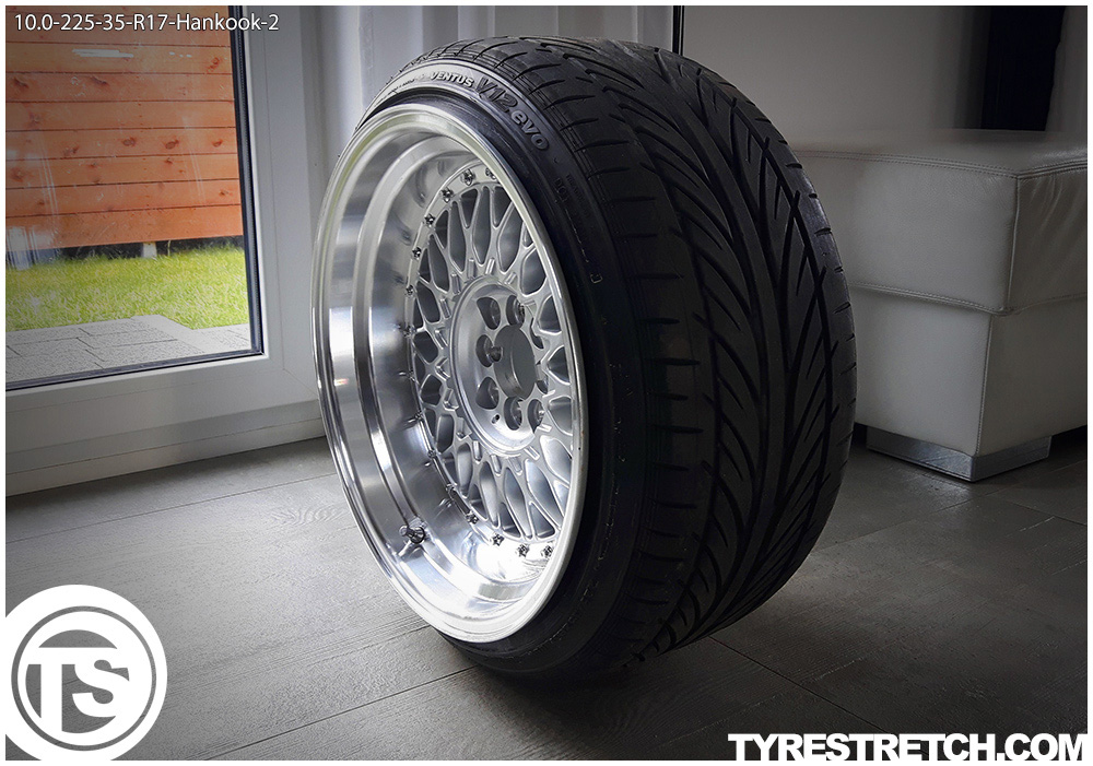 An example of tyre stretch: 225/35 R17 on 10.0J – HANKOOK