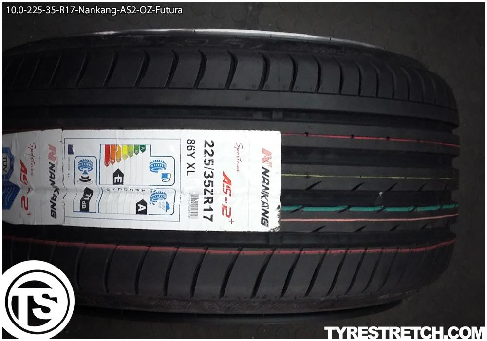 An example of tyre stretch: 225/35 R17 on 10.0J – NANKANG (OZ)