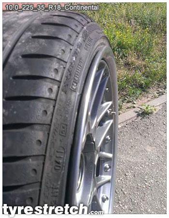 An example of tyre stretch: 225/35 R18 on 10.0J – CONTINENTAL