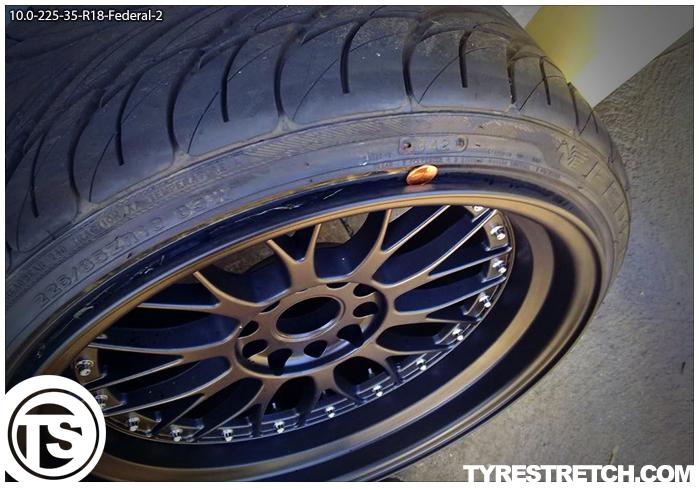 An example of tyre stretch: 225/35 R18 on 10.0J – FEDERAL