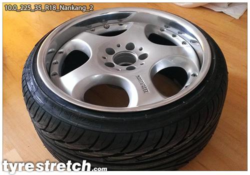 An example of tyre stretch: 225/35 R18 on 10.0J – NANKANG