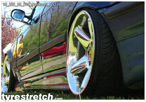 An example of tyre stretch: 225/35 R18 on 10.0J – NANKANG