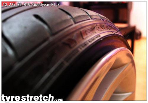 An example of tyre stretch: 225/35 R19 on 10.0J – GOODYEAR